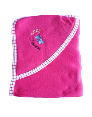 Baby woollen blanket For Infants with hood pink